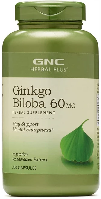 GNC Herbal Plus Ginkgo Biloba 지앤씨 허벌 플러스 징코 빌로바 은행 잎 추출물 60mg 300정, 1개 - 쿠팡