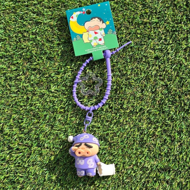 짱구 열쇠고리 키링 자동차 휴대폰 키링, 부리부리잠옷(보라)