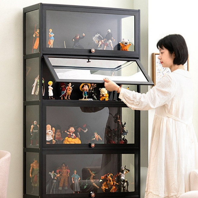 피규어 케이스 진열장 진열대 가방 보관함 아크릴 장식장 전시장 피규어 장식장 4단 800MM, 블랙