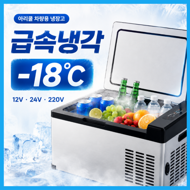 아리쿨 차량용 냉장고 캠핑용 가정용 차박 냉동고, BS-10L, 블랙+실버
