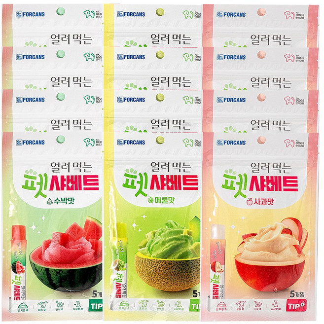 [겟플렉스]얼려먹는 펫샤베트 과일디저트 강아지간식, 12개, 65g, 3종혼합(수박/메론/사과)