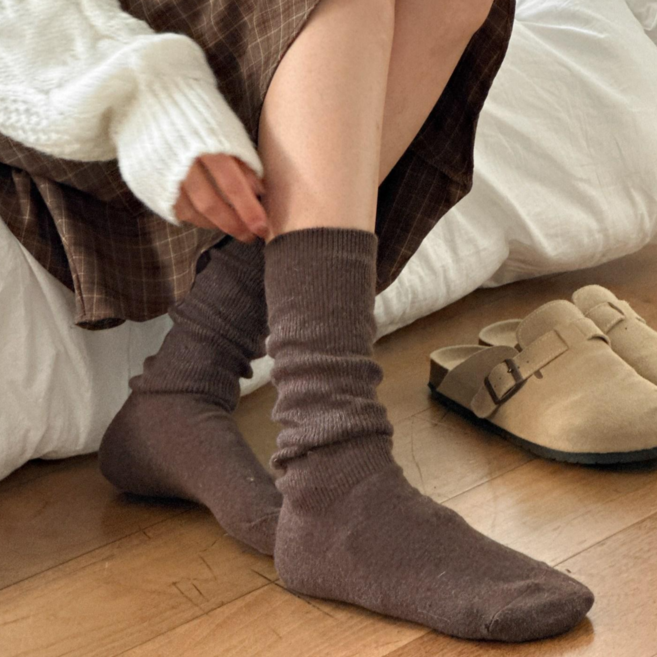 블루씨티 루아 니트 골지 토끼털 워머 중목 겨울 양말