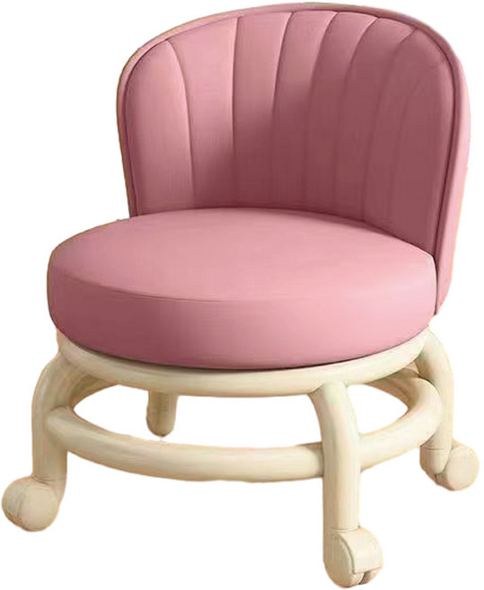 舒適滑輪旋轉椅凳 有背款【浪漫粉】, 有背款-浪漫粉, 1件