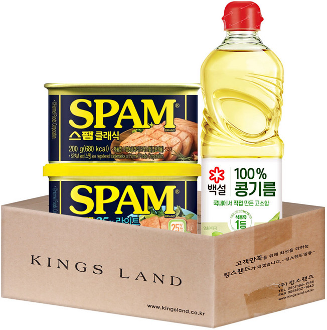 스팸25%라이트200g+스팸클래식200g+ (증정)콩기름 0.5L, 1세트, 900g