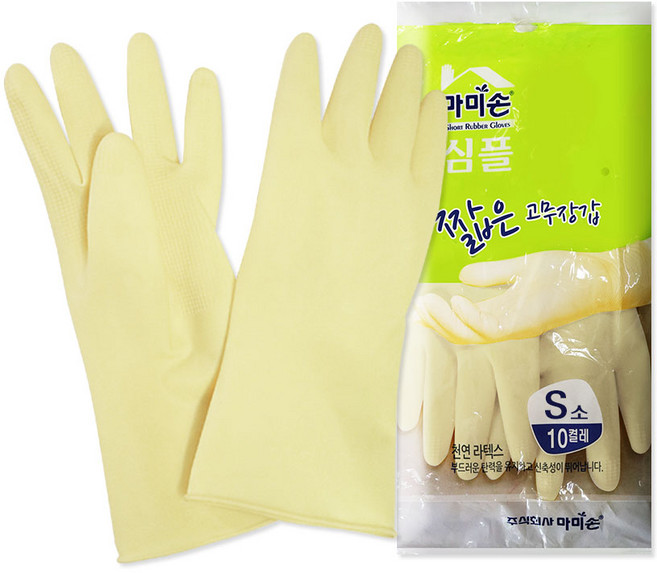 모두사 마미손 짧은 단미니 고무장갑, 미색(아이보리), 소(S), 1세트