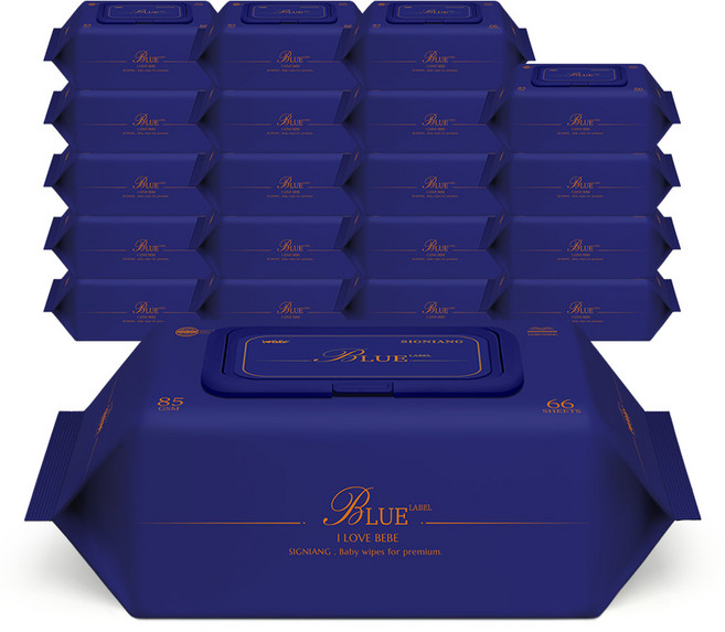 아이러브베베 고평량 시그니앙 85g 블루라벨 66매 20팩 캡형 엠보 아기물티슈