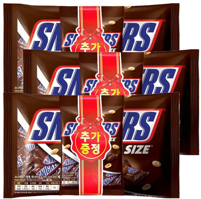 스니커즈 펀사이즈 초코바, 660g, 3개