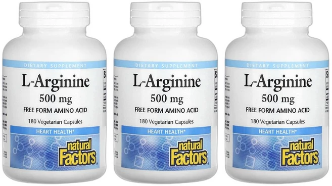 내추럴팩터스 Natural Factors L 엘 아르기닌 500mg 180정 3개 Arginine 염산염 인산이 칼슘 하이드로콜리드 스테아린산 마그네슘 - 쿠팡