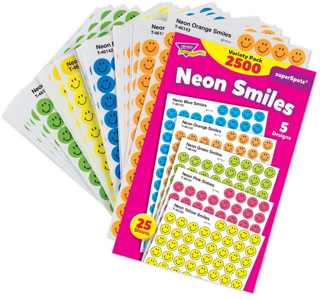Trend Enterprises Trend 인감 니코니코 Neon Smiles 버라이어티 팩 2500편 T1942