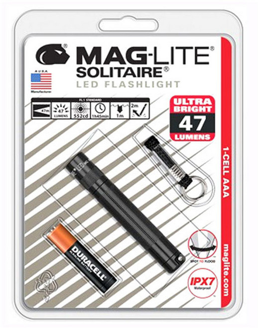 MAGLITE AAA LED Solitaire 맥라이트 LED 솔리테어 USA정품 초소형후레쉬 캠핑 낚시 응급 비상 안전 재난, 1개