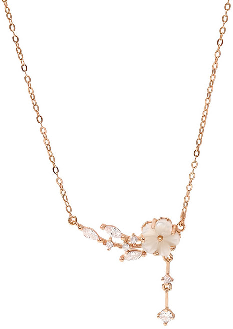 YANGTA 14k 체인 여성용 동백꽃로즈골드목걸이 X001