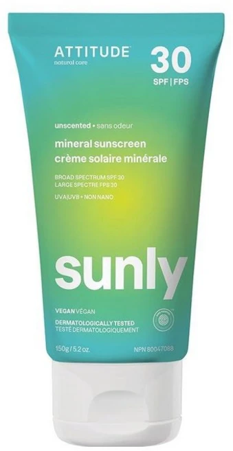 ATTITUDE 산화아연이 함유된 미네랄 자외선 차단제 SPF 30 EWG 인증 광범위한 스펙트럼 UVA/UVB 보호 피부과 테스트 완료 비건 무향 147.4g(5, 5.2 Ounce (Pack of 1) - 쿠팡