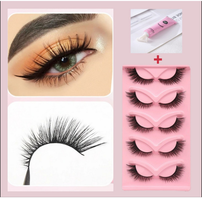 홀리고 3D 무대전용 속눈썹 세트 5쌍 +전용접착제 댄스대회 라인댄스 공연, 1개