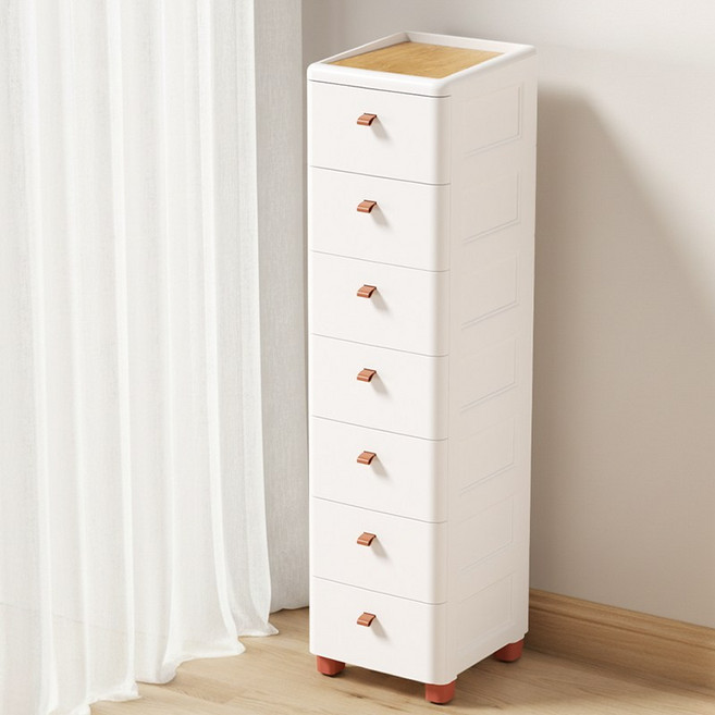 FODOSS 틈새수납 다서랍장 이동식 서랍장 대용량 수납정리 플라스틱 조립 화이트, 1개, 유백색