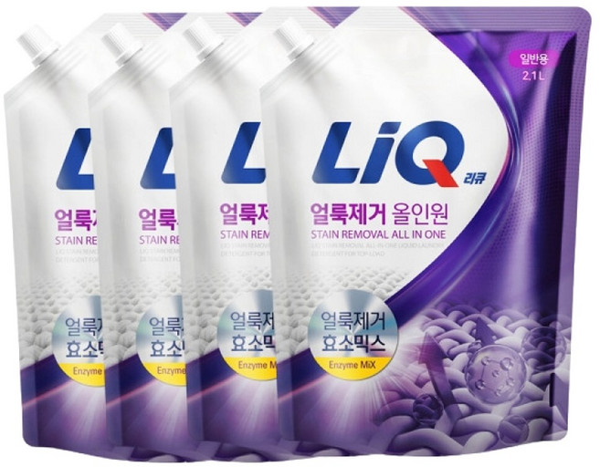 리큐 얼룩제거 올인원 액상세제 일반용 리필, 4개, 2.1L