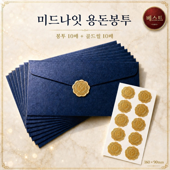 5위 - 웜네스트 용돈봉투 현금 돈 봉투, 10개, 딥블루
