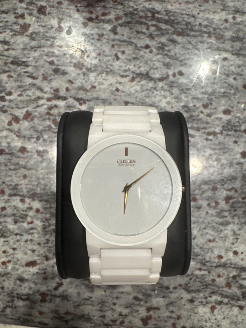 [Citizen] 시티즌 AR3050-52B 흰색 금 세라믹 스틸레토 에코드라이브 남성용 시계