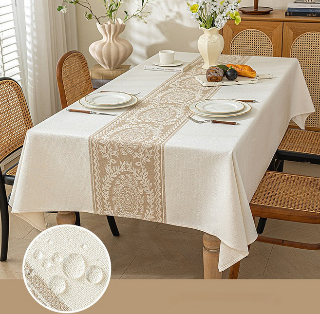 방수 방오 프리미엄 리넨 식탁보 4인 6인 8인용 식탁보, 140*220cm, 화환B, 1개