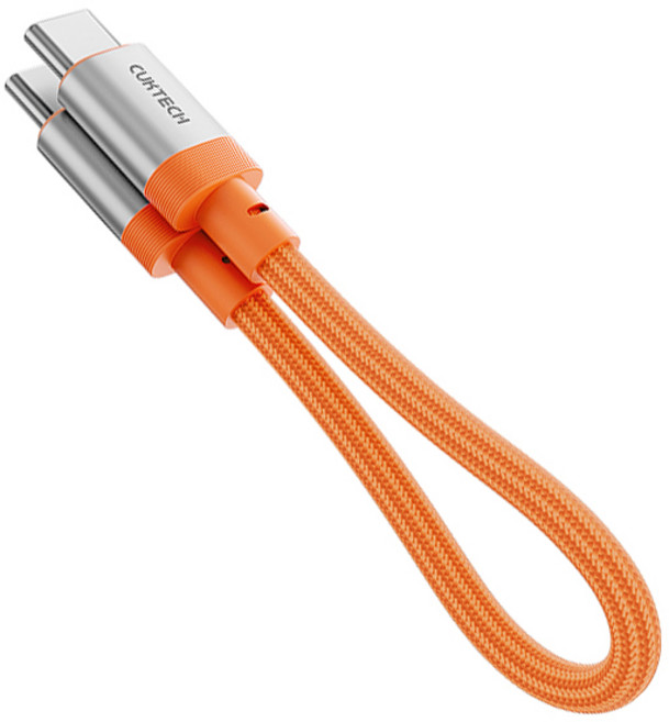 쿡테크 C타입-C타입 패브릭 240W 고속충전 케이블 15CM, 1개, 오렌지