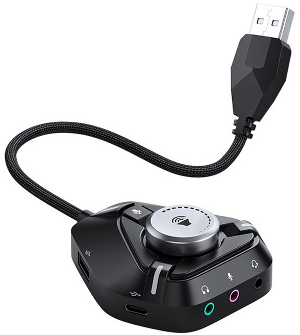 PC용 3x3.5mm 2개 USB 1개 Type C 포트가 있는 PC 노트북 데스크탑 사운드 카드용 USB 외부 사운드 카드 USB 어댑터