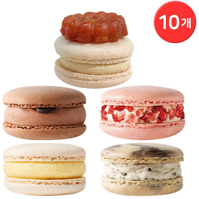 CJ프레시웨이 수제마카롱 혼합구성 총 10개 / 초코2+딸기2+오레O2+바닐라2+약과2, 18g