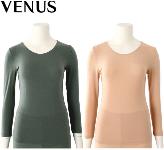비너스 << 이월 행사 >> 겨울 따뜻한 텐셀 울소재 목 봉제선 없는 퓨징 넥라인 여성 내의 상의 VLG5051C 애플