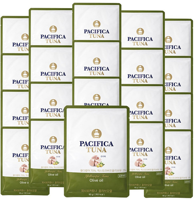퍼시피카튜나 황다랑어 엑스트라버진 올리브유 참치 파우치 90g, 20개