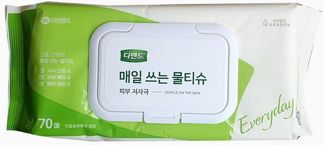 디펜드 매일 쓰는 물티슈 캡형 간병전용물티슈 /목욕대용물티슈 /물티슈, 43g, 70매입, 10개