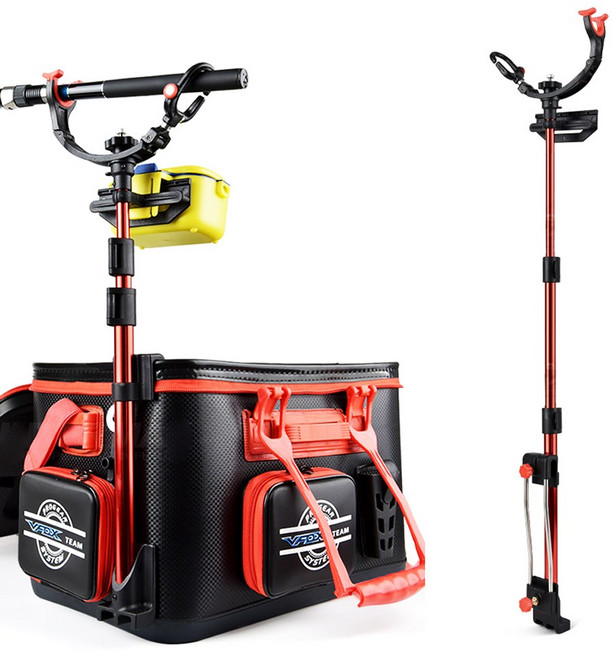 낚시대 밑밥통 로드 거치대 스탠드 3단 줌 바칸 삐꾸통 살림통 거치대, 밑밥통 3단 로드 거치대