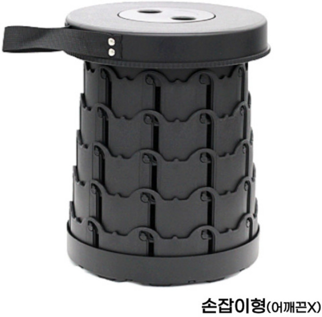 라온플렉스 휴대용 접이식 자바라 의자 높이조절 캠핑 스툴 아코디언 폴딩 체어 간이 대기, 미니 블랙, 1개