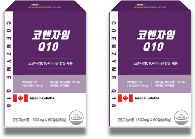 코엔자임 Q10 60회분 큐텐 500mg x 60캡슐 항산화기능 캐나다직수입 비타민함유 1일1회1캡슐섭취, 2개, 60정