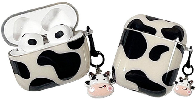 귀여운 에어팟 케이스 에어팟 1 2 3 4 세대 프로2/ 프로3, 젖소무늬, 에어팟 4 세대