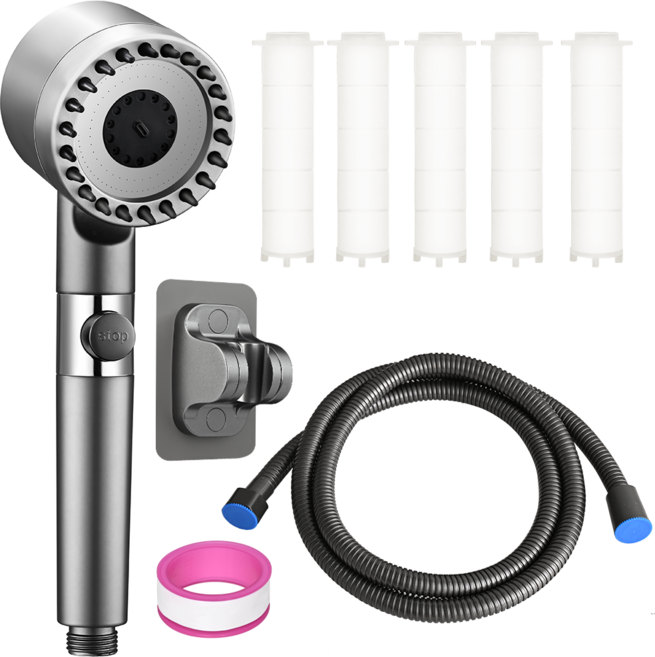 샤워기헤드 고압 샤워기 수압상승 필터, 그레이계열, 1세트