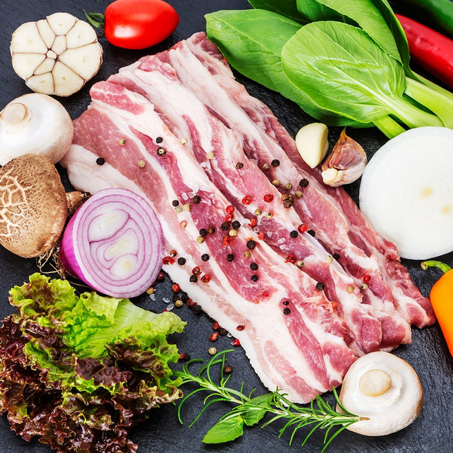 힐링미트 프리미엄 듀록삼겹살 스페인산 구이용 1cm, 2개, 1kg