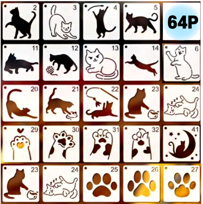 제니미엘 DIY 스텐실 도안 강아지 고양이 동물 캐릭터, 1개