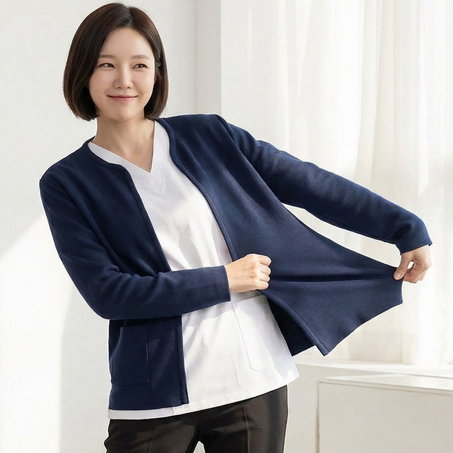 도톰한 오버핏 병원 간호사 사무실 간호사복 니트 가디건