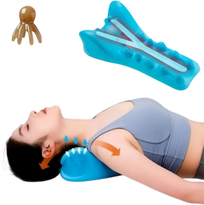 목마사지기 목 지압기 어꺠 등 경추 안마기 스트레칭, 하늘색, 1개