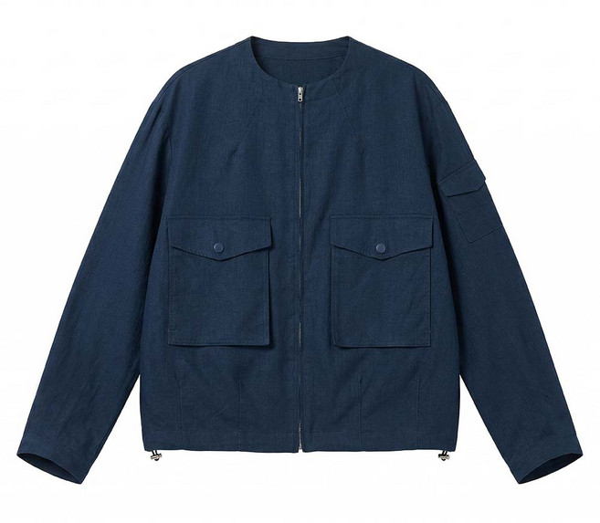 테일러 라운드 린넨 집업 포켓 자켓