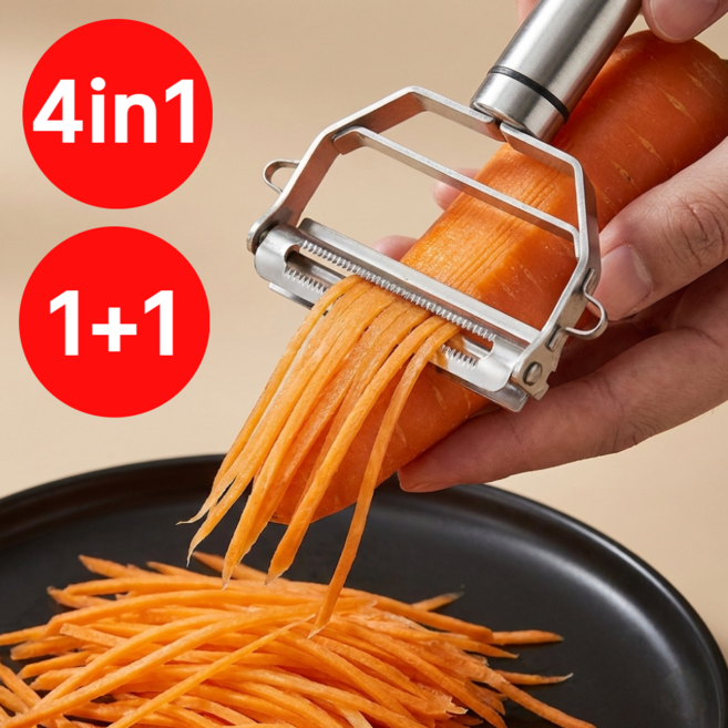 루반느 깔끔하게 만능 채칼 스텐 올인원, 1개, 스틸실버 1+1