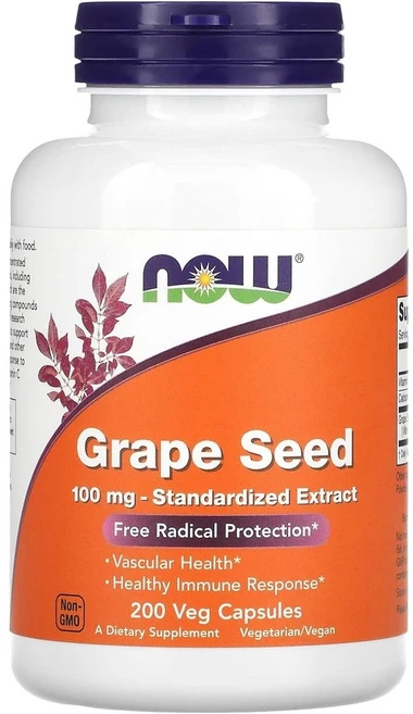 NOW 포도씨드 100mg OPC칼륨 100베지캡슐 200베지캡슐, 100정, 1개 - 쿠팡