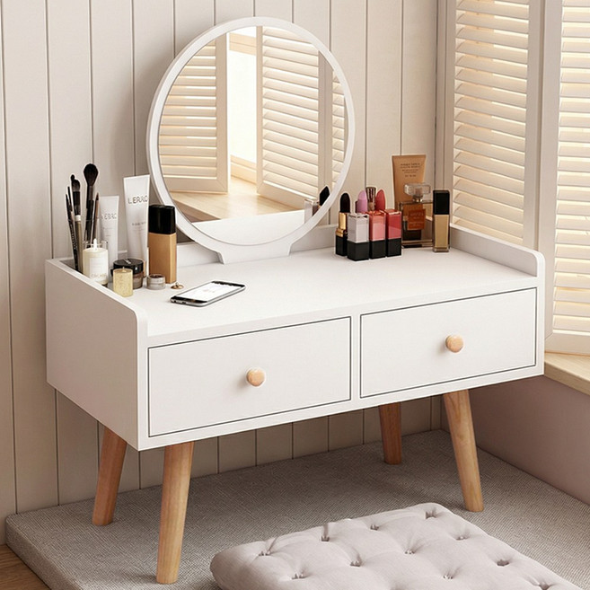 Comfy Nest 소형 화장대 다용도 수납 거울 침실 스탠드, 화이트
