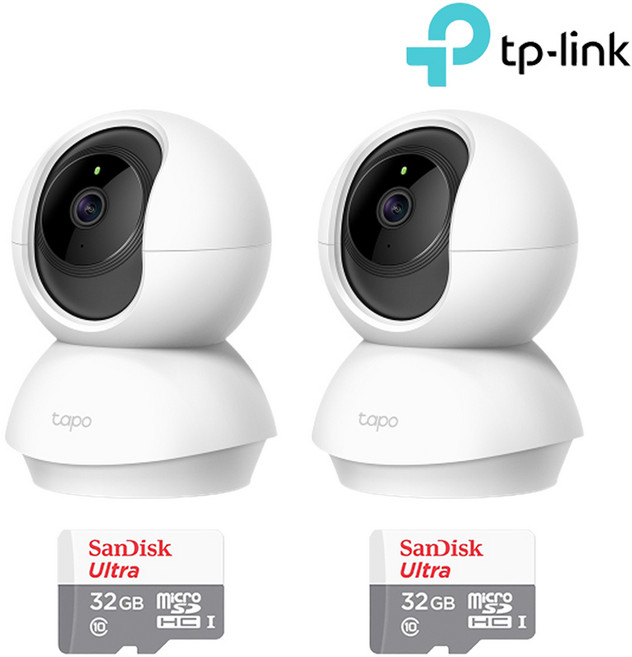 티피링크 Tapo TC71+32GB SD카드 2팩 가정용 CCTV 2세트 홈캠 세트, Tapo C210(TC71)