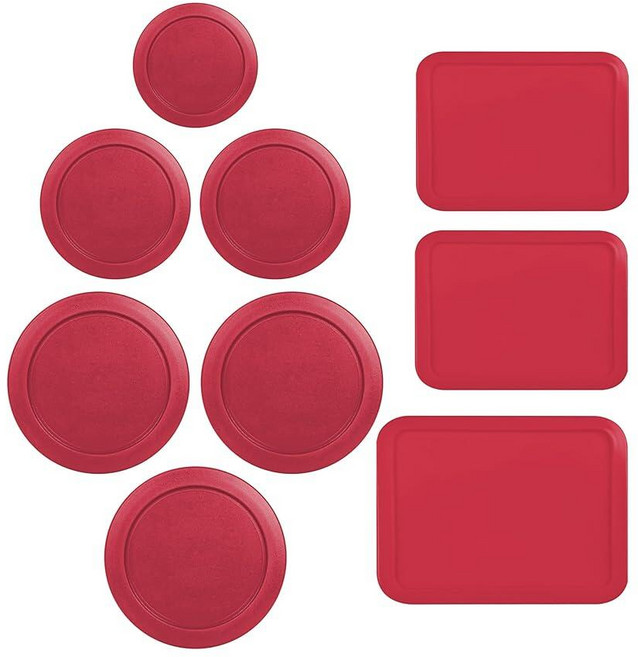 파이렉스 유리 식품 보관 용기 교체 뚜껑 직사각형 (1) 1컵 (2) 2컵 4컵 7컵 3컵 6컵 원형 (빨간색), 파이렉스 유리 식품 보관 용기 교체 뚜껑 직사각형 1