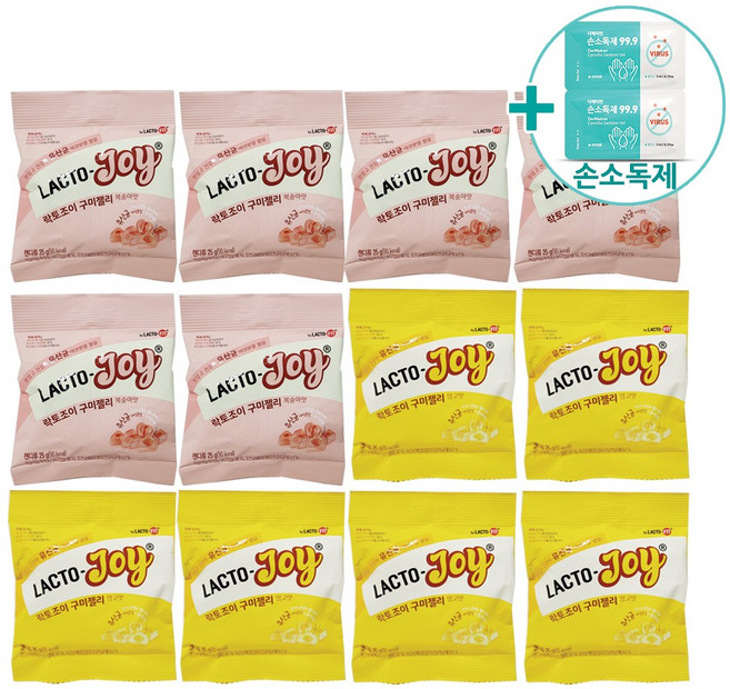 코스트코 종근당건강 락토조이 유산균젤리 망고맛 6개 + 복숭아맛 6개 + 더메이런손소독제, 25g, 1개
