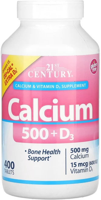 21st Century 칼슘 500 + D3 15mcg(600IU) 400정, 1개 - 쿠팡