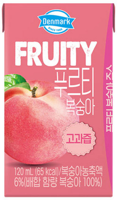 덴마크 푸르티 복숭아 과일음료, 120ml, 24개