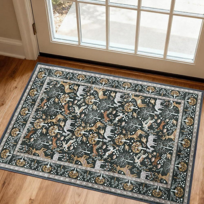 WEZVIX Christmas Rug 2x3 Washable Animal Rugs for Entryway Non-Slip Low Pile Boho Small Area Rug