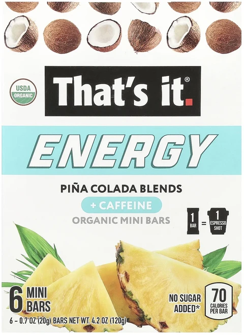 지금 곧 품절됩니다 That's It Energy 유기농 미니 바 피나콜라다 혼합물 미니바 6개 개당 20g(0.7oz) 서둘러주시면 감사하겠습니다, ThatsItEnergy유기농미니바피나콜라다혼합물미니바 - 쿠팡