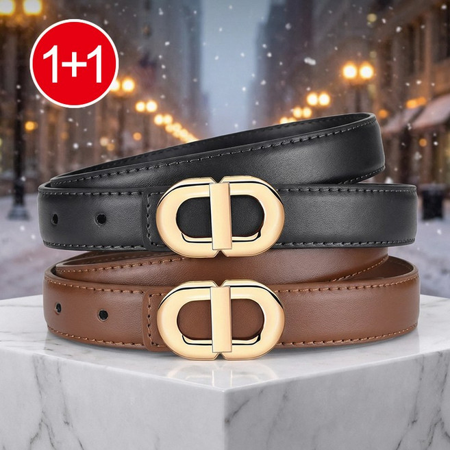 CKIRUV 1+1 여성 벨트 소가죽 패션 캐주얼 벨트
