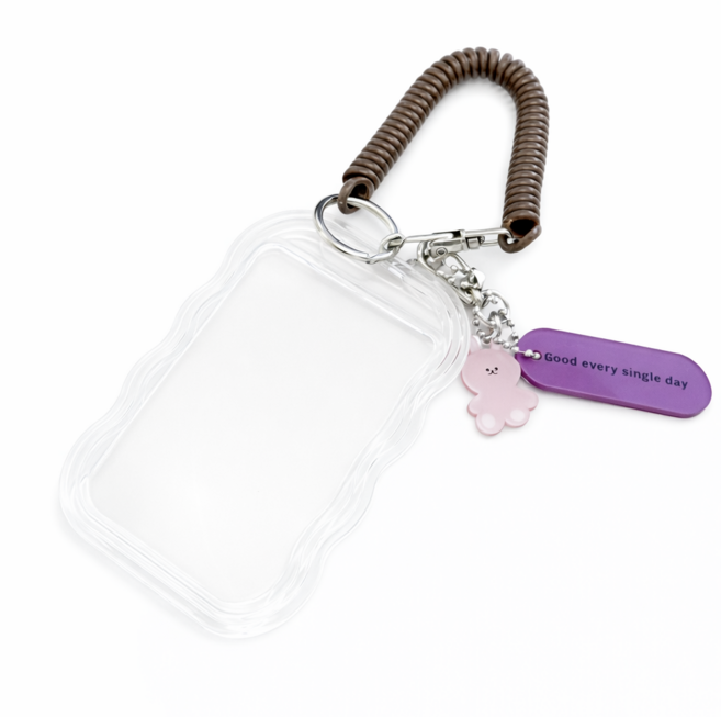 버스 지하철 타기 편한 교통카드 케이스 백참 키링, 1개, 핑크래빗